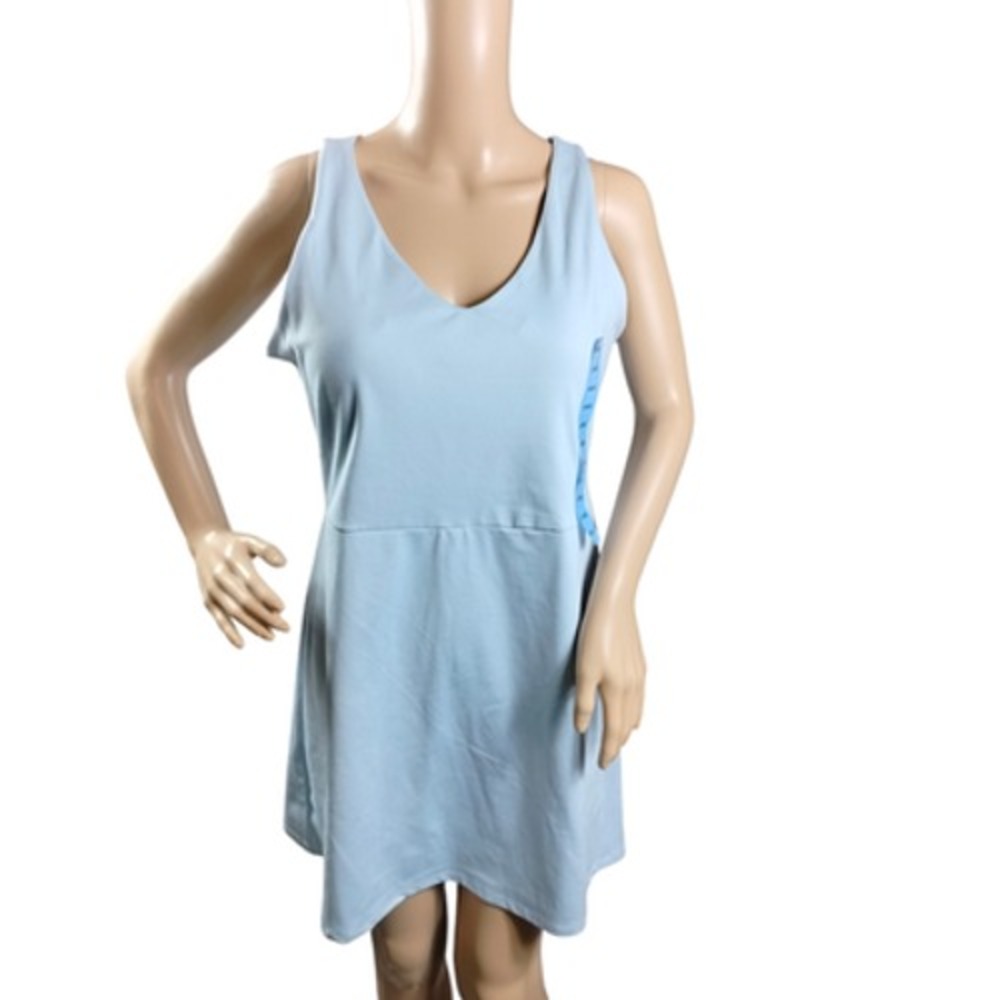 GapFit Active Tank Dress Womens Large Light Blue Shelf Bra Built In Shorts Sport